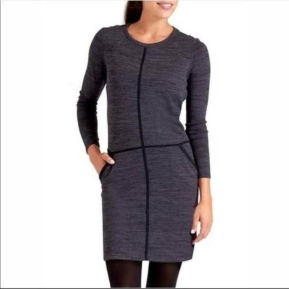 Athleta Destiny Sweatshirt Dress Long Sleeve Heathered Gray Size Medium M
